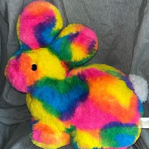 Dan Dee Rainbow Color Bunny Rabbit 17'' Stuff Animal Plush Pillow